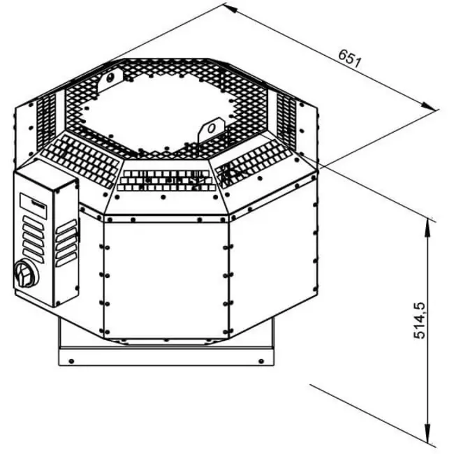 Aspiratore da tetto Ruck con attenuazione acustica per il settore della ristorazione con motore EC 4070 m³/h - DVNI 315 EC 30