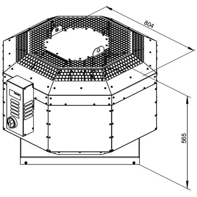 Aspiratore da tetto Ruck con attenuazione acustica per il settore della ristorazione con motore EC 5550 m³/h - DVNI 355 EC 30