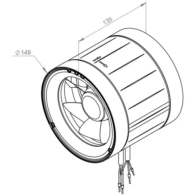 Ventilatore a tubo Ruck Etamaster con motore EC 410 m³/h Ø 150 mm - EM 150 EC 01
