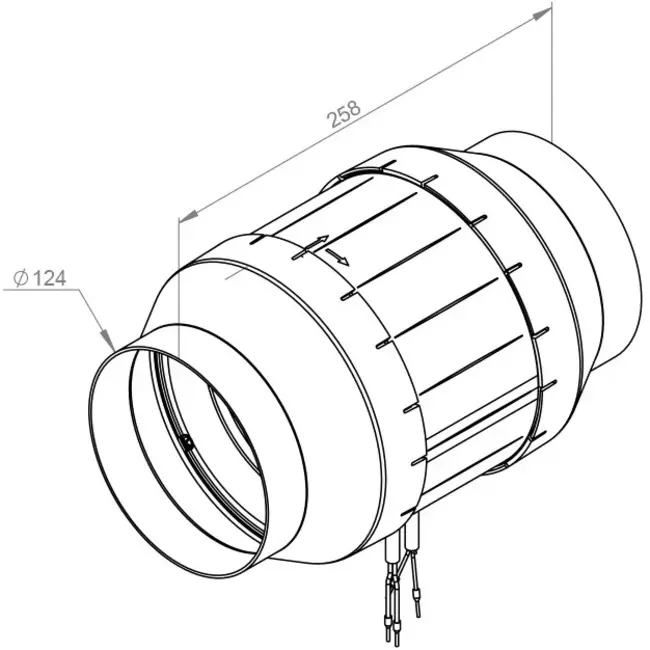 Ventilatore a tubo Ruck Etamaster con motore EC 460 m³/h / Ø 125 mm - EM 125L EC 02 - comando PWM