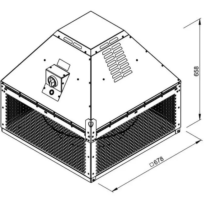 Aspiratore da tetto per estrazione fumi Ruck orizzontale fino a 200 °C costante e 400 °C/120 min - 7980 m³/h (DHN 450 D4 F4 30)