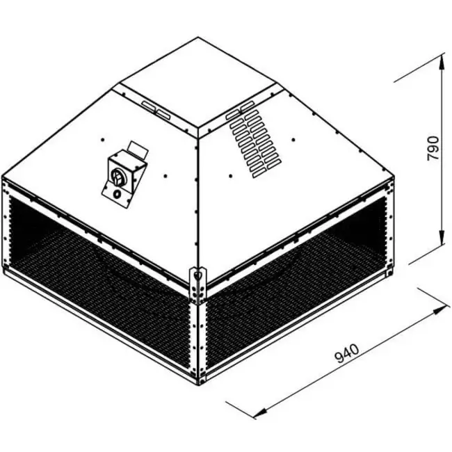 Aspiratore da tetto per estrazione fumi Ruck orizzontale fino a 200 °C costante e 400 °C/120 min - 15750 m³/h (DHN 630 D4 F4 30)