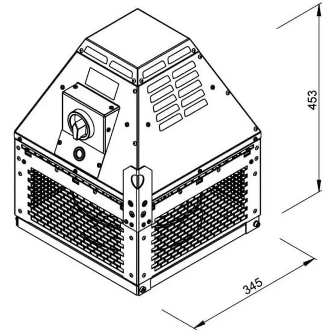 Aspiratore da tetto per estrazione fumi Ruck orizzontale fino a 200 °C costante e 400 °C/120 min - 2030 m³/h (DHN 225 D2 F4 30)