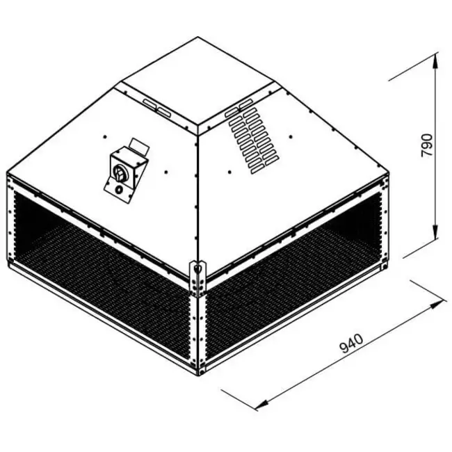Aspiratore da tetto per estrazione fumi Ruck orizzontale fino a 200 °C costante e 400 °C/120 min - 13650 m³/h (DHN 560 D4 F4 30)