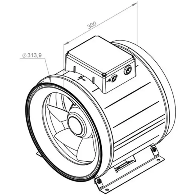 Aspiratore a tubo Ruck ETAMASTER con Motore EC 2960 m³/h - Ø 315 mm + potenziometro di controllo 10 kO