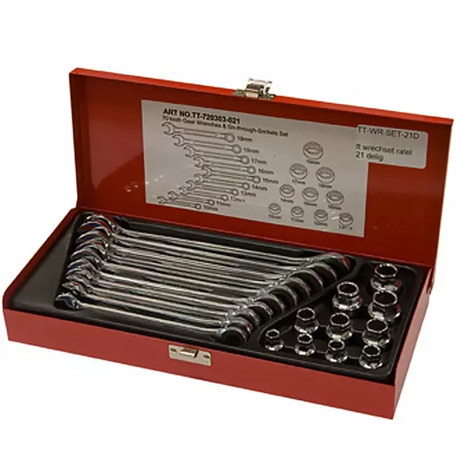 Set di chiavi a cricchetto ad anello inserito 21 pezzi