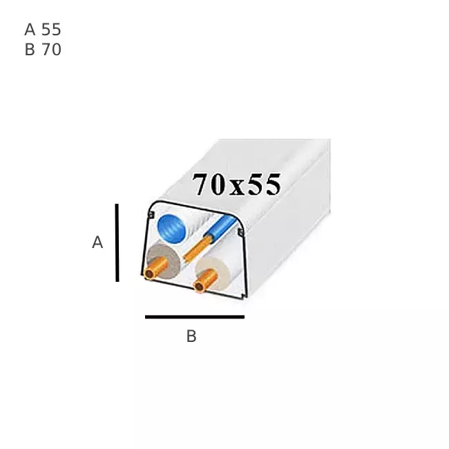 Climaplus condotto per aria condizionata 1,5m condotto 70x55mm RAL 9010 BIANCO