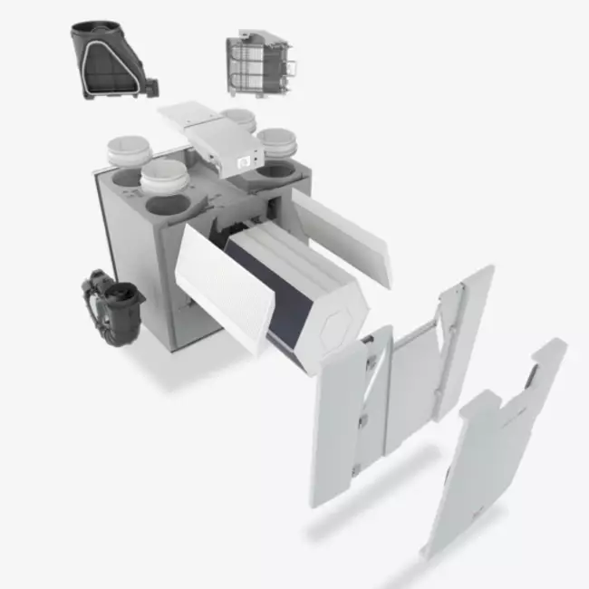 Ubbink ventilazione meccanica con recupero di calore Ubiflux Vigor W225 4/0 destra