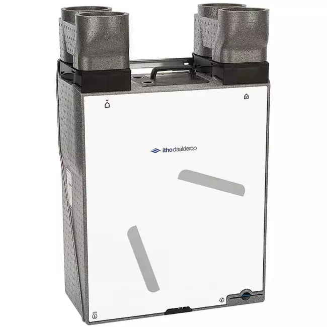 Itho Daalderop sistema di ventilazione meccanica con recupero di calore HRU 200 ECO unità E RFT montaggio in alto 200 m3/h - spina europea