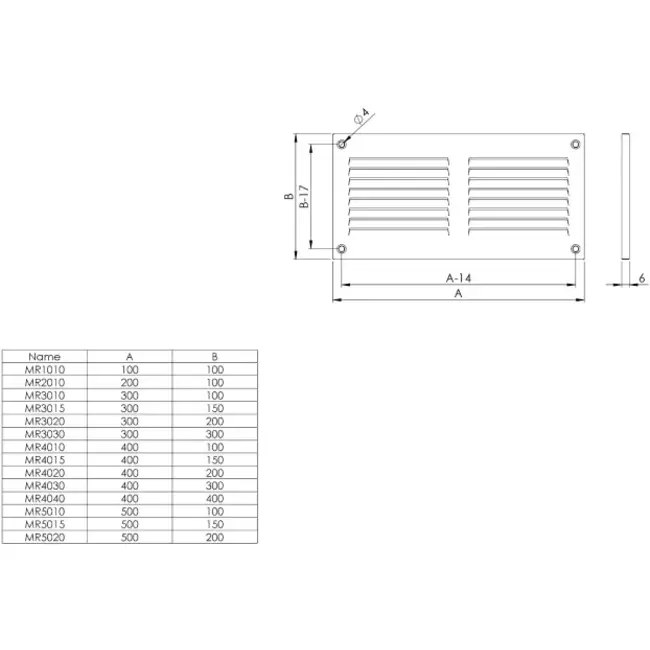 Griglia metallica 300x100 mm grigia - MR3010P