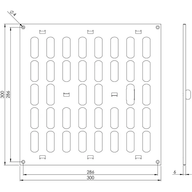 Griglia metallica regolabile 300x300 mm nera - MR3030RM - RAL9005