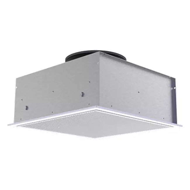 Diffusore a soffitto perforato 594x594 per scarico con ingresso laterale Ø200