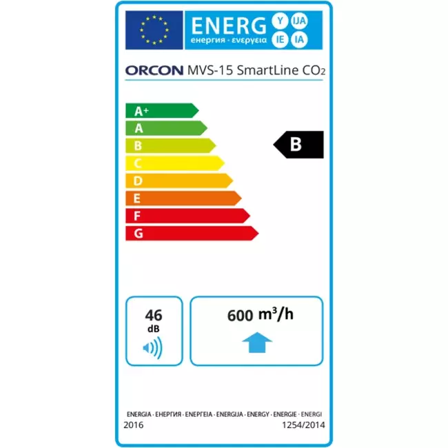 Orcon MVS-15RH CO2B 550 m³/h + sensore di umidità + sensore di controllo CO2 - spina di sicurezza