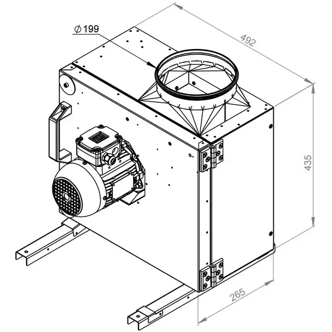 Aspiratore a cassetta per estrazione fumi Ruck swing-out e motore a controllo di frequenza 1960 m³/h (MPS 225 D2 F4 30)