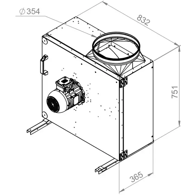 Aspiratore a cassetta per estrazione fumi Ruck swing-out e motore a controllo di frequenza 6660 m³/h (MPS 450 D4 F4 30)
