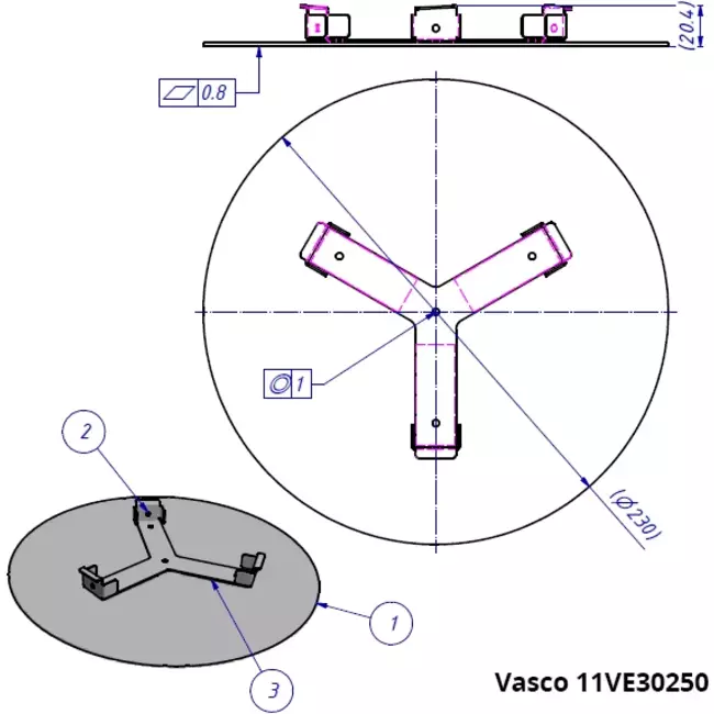 Valvola di design a soffitto o a muro Vasco deluxe tonda (incl. smiley)
