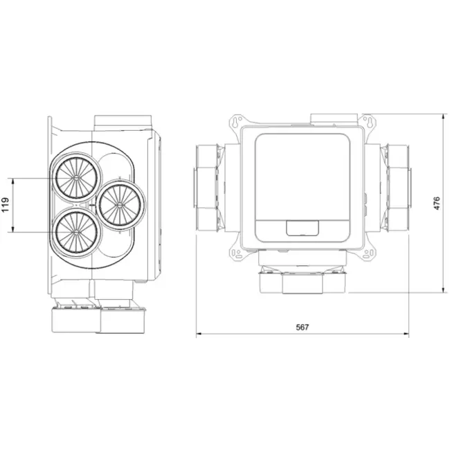 Vent-Axia Multihome BPD base 300 m³/h + sensore di umidità - spina perilex