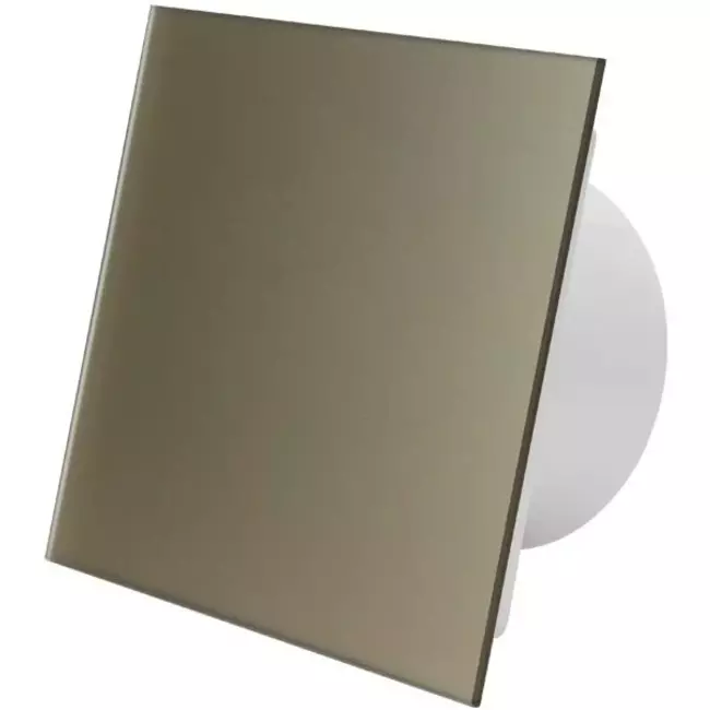 Aspiratore per il bagno Ø 125 mm con timer - pannello frontale di vetro dorato satinato