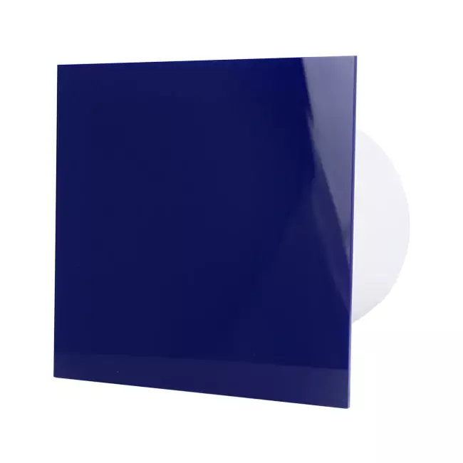 Air Roxy aspiratore per il bagno con diametro di collegamento 100 mm con interruttore a corda e spina - pannello frontale di plastica blu