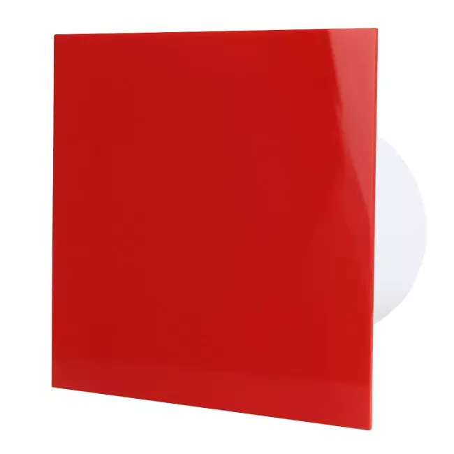 Air Roxy aspiratore per il bagno con diametro di collegamento 125 mm con interruttore a corda e spina - pannello frontale di plastica rossa
