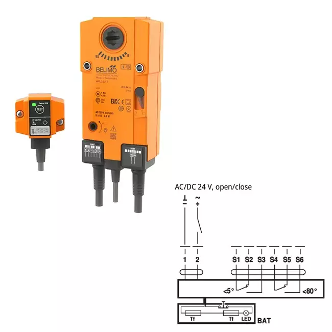Attuatore rettangolare per serrande tagliafuoco 24V - E-FD40 250x650 M24 S