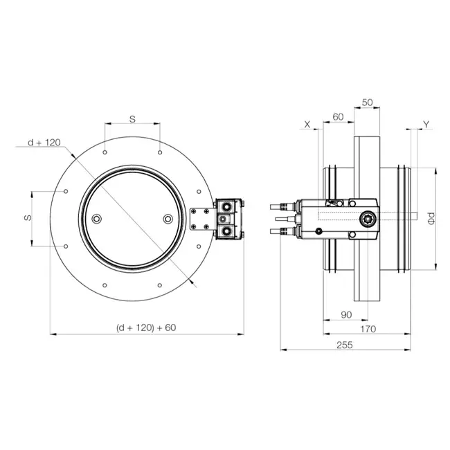 Serranda tagliafuoco rotonda compatta 630 mm servomotore 24V - E-FDC DD M24 D630
