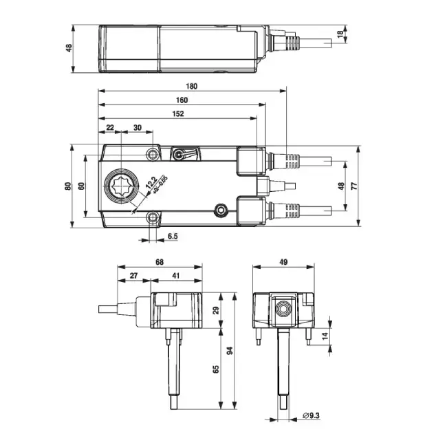 Servomotore per serranda tagliafuoco 24V, 18 Nm, apertura/chiusura - E-BF24 T