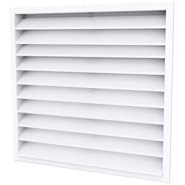 Griglia da muro esterna 600x600 in alluminio con alette fisse - colore misto RAL 9016