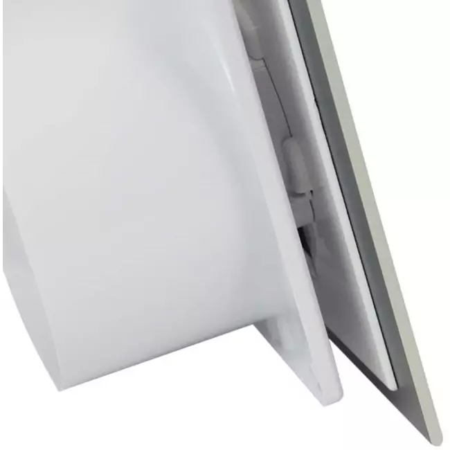Aspiratore per il bagno Ø 100 mm - pannello frontale di vetro argentato satinato