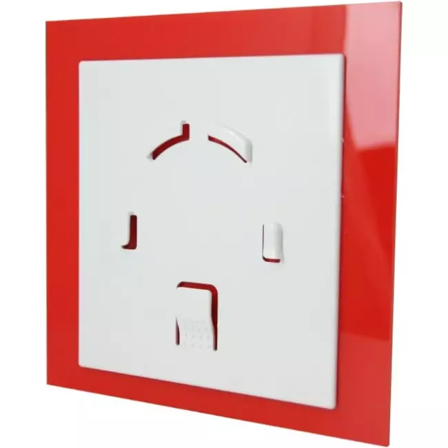 Air Roxy aspiratore per il bagno con diametro di collegamento 125 mm con interruttore a corda e spina - pannello frontale di plastica rossa