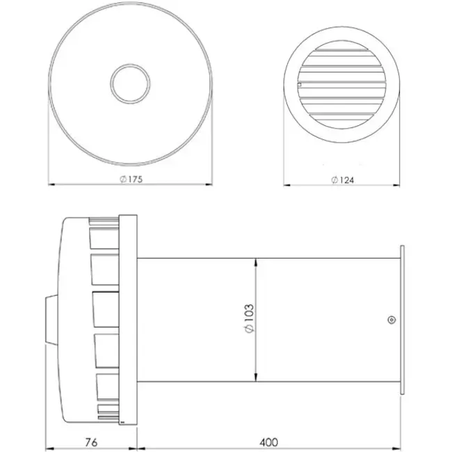 Condotto a muro isolato per una ventilazione naturale Ø100 mm SPK2-100