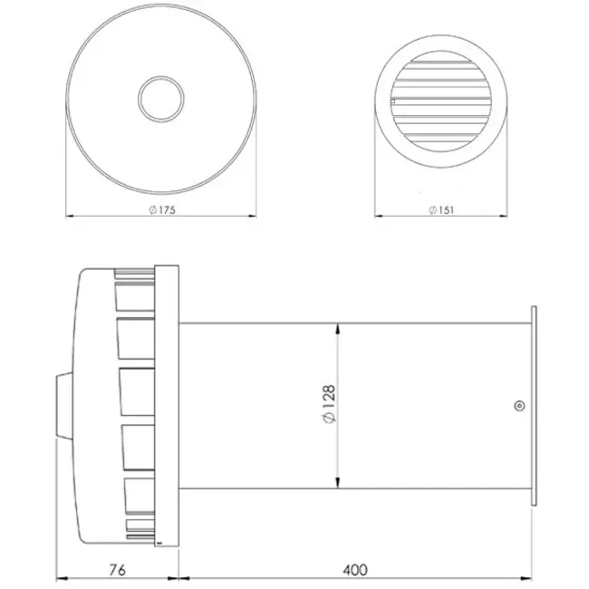 Condotto a muro isolato per una ventilazione naturale Ø125 mm - SPK2-125