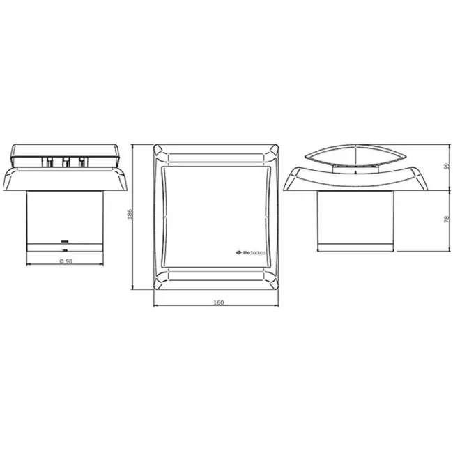 Itho Daalderop aspiratore per il bagno Ø100 mm- bianco con timer e sensore di umidità BTV-N203 HT