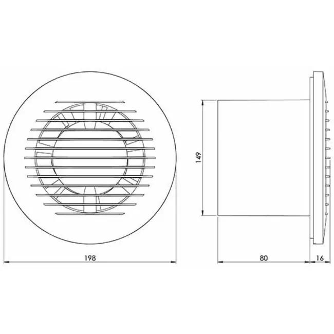 Aspiratore per il bagno rotondo Ø 150 mm bianco -basis EA150
