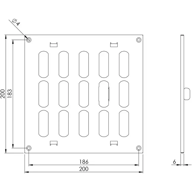 Griglia metallica regolabile 200x200 mm zincata - MR2020RZn