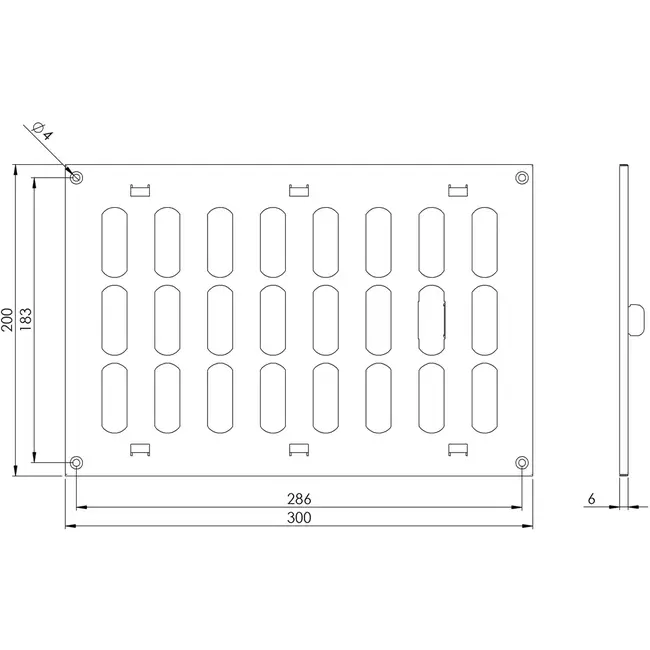 Griglia metallica regolabile 300x200 mm bianca - MR3020R - RAL9016