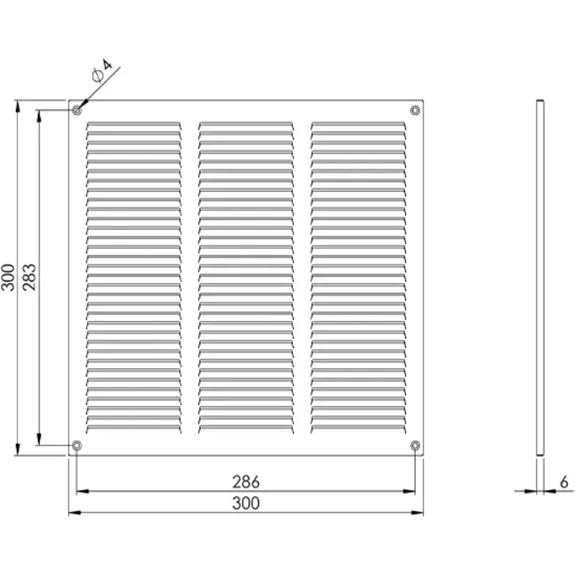Griglia metallica 300x300 mm zincata - MR3030Zn
