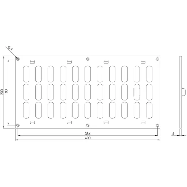 Griglia metallica regolabile 400x200 mm bianca - MR4020R - RAL9016