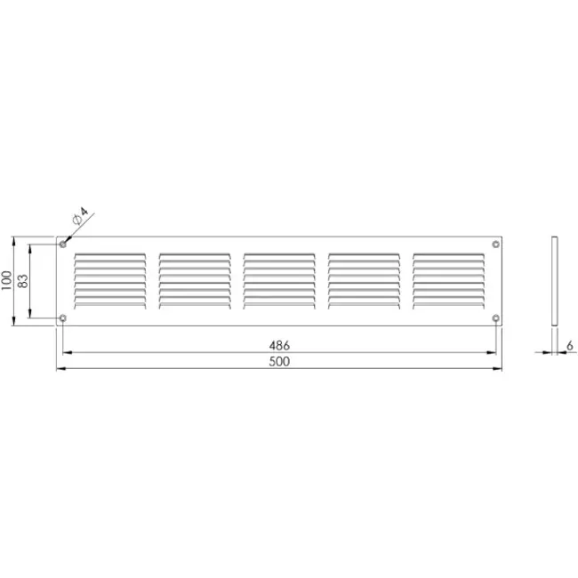 Griglia metallica 500x100 mm nera - MR5010M - RAL9005