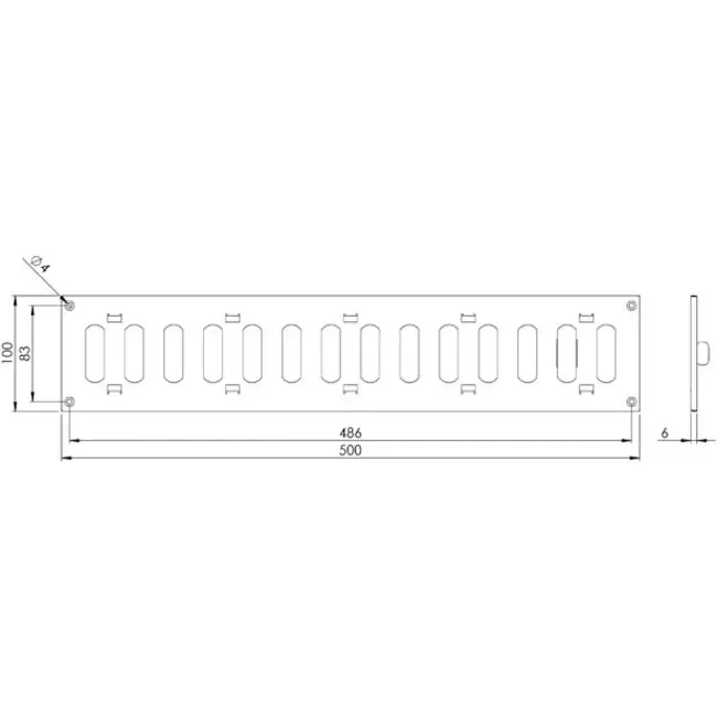 Griglia metallica regolabile 500x100 mm nera - MR5010RM - RAL9005