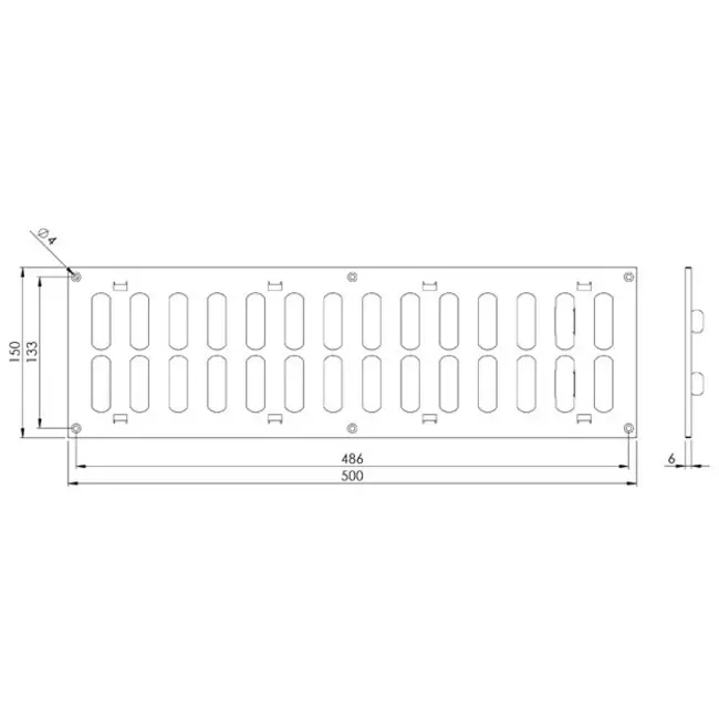 Griglia metallica regolabile 500x150 mm nera - MR5015RM - RAL9005