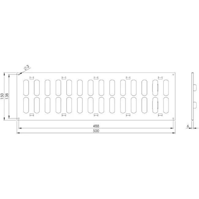 Griglia metallica 500x150 mm bianca - MR5015