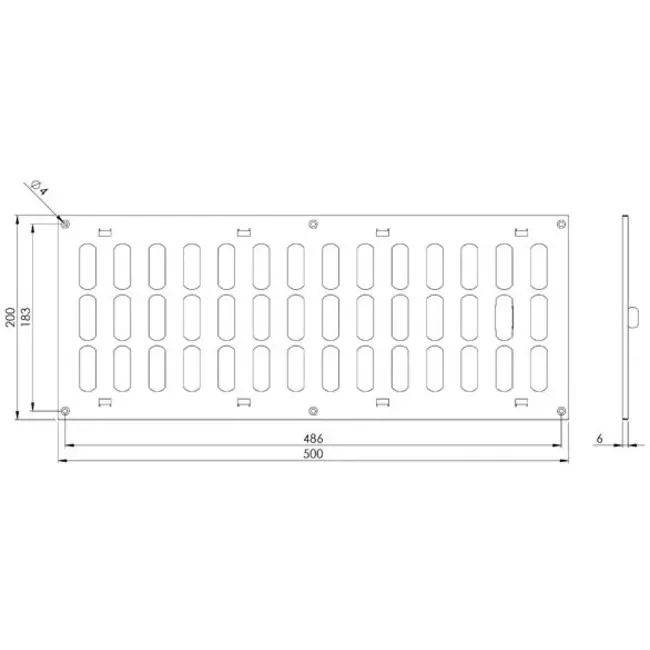 Griglia metallica regolabile 500x200 mm bianca - MR5020R - RAL9016