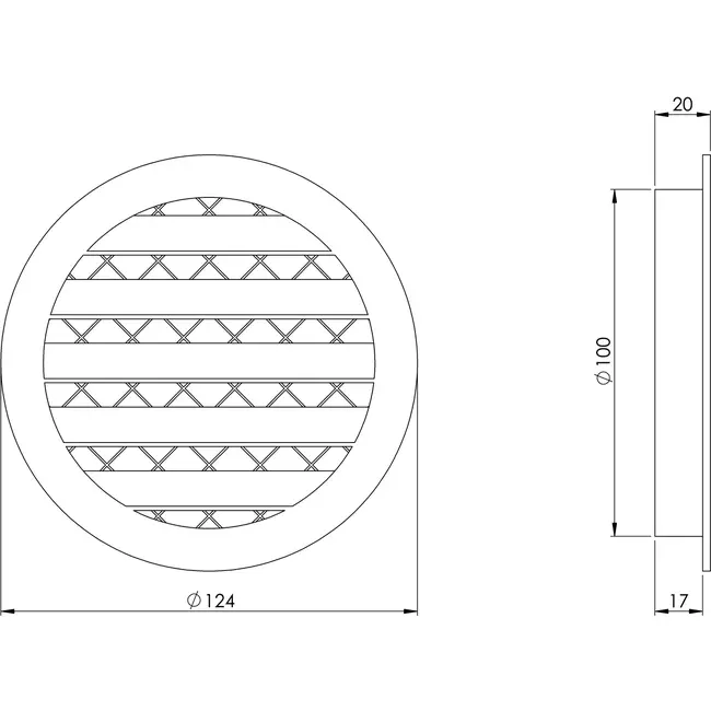 Griglia in alluminio Ø 100 marrone - MRA100B - RAL8016