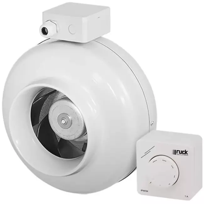 Aspiratore a tubo Ruck 1170 m³/h – Ø 315 mm + regolatore continuo elettronico 1,0 A