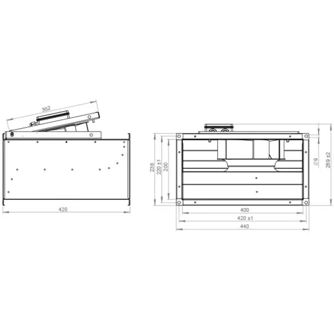 Aspiratore canalizzato non isolato Ruck KVR 1060 m³/h 400x200 - KVR 4020 E2 30
