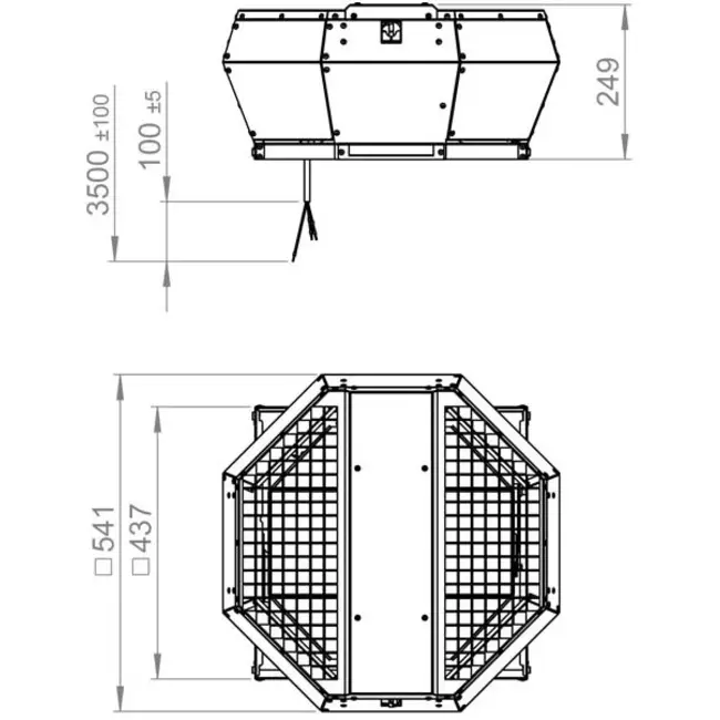 Aspiratore da tetto Ruck verticale con unità di aspirazione accessibile 1535 m³/h - DVA 315 E4P 43