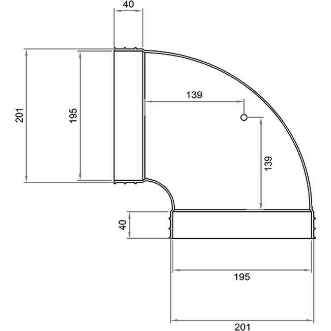 Wavin Ventiza Curva 90 gradi PVC ovale 195x80 mm orizzontale M/M