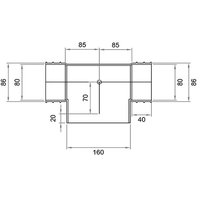 Wavin Ventiza Ramo T in PVC ovale 195x80 mm per diametro 160 mm M/M/M
