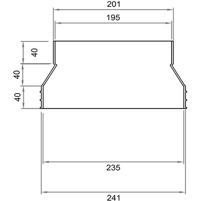 Wavin Ventiza Riduzione PVC ovale 235x80 mm a 195x80 mm M/M